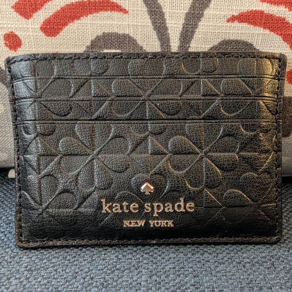Kate Spade Black Floral Card Holder